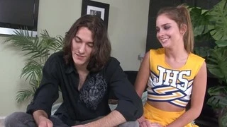 Cheerleader Natalie gets messy facial from her horny boyfriend