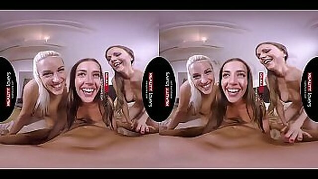 Virtual reality porn: Teen gangbang with big tits and pierced pussy