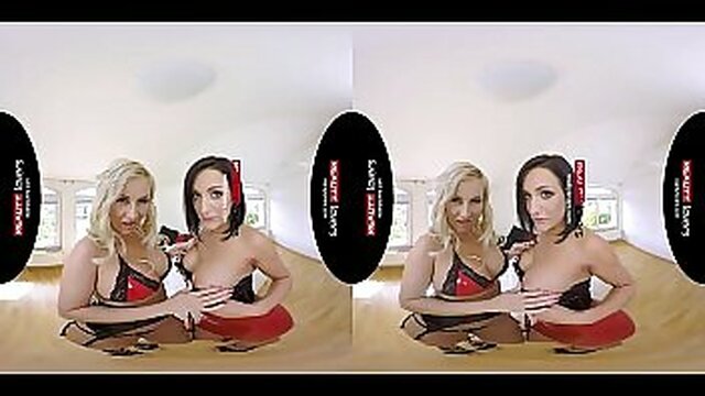 MILFs in latex and high heels get naughty in VR porn
