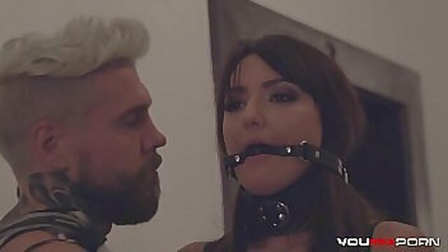 Tattooed Helena Valentine and Suzie Rainbow in a steamy threesome with bondage