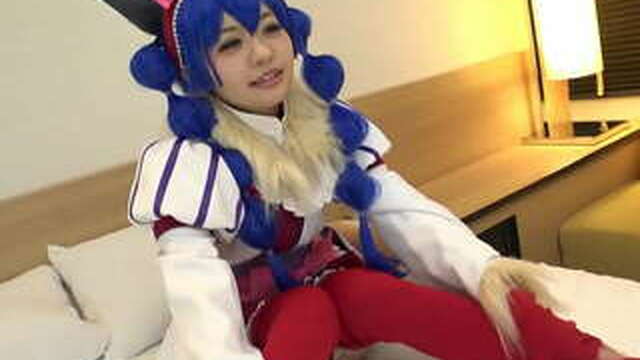 with a cute blue-haired cosplayer. Soaking wet from copious splashing. Enter