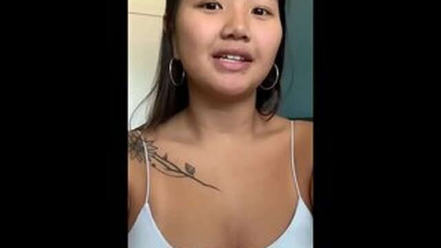 Fat Asian chick with huge round tits riding his dick with her whole body