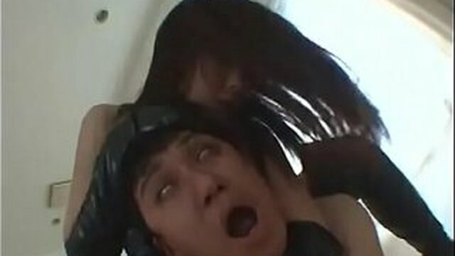 Latex mistress ties his ass