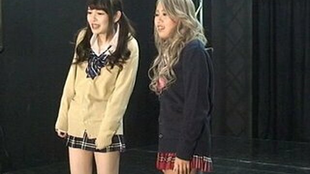 Japanese femdom Shuri Atomi and Mirano give a slave cunnilingus