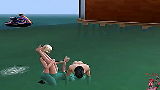 Threesome with two sexy shemales and a girl on the beach