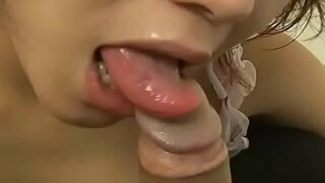 Classic Japanese uncensored blowjob with subtitles and boob job