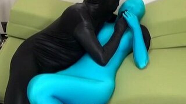 The caption above them is Japanese Zentai jerking off to orgasm