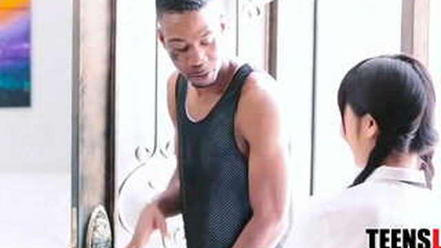 Black guy fucks a young Japanese tutor.