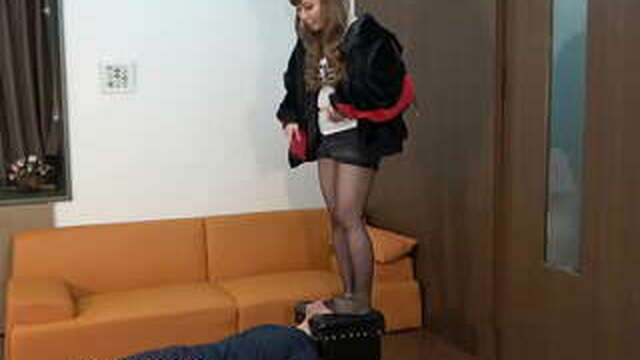 Japanese female face sitting and face stomping