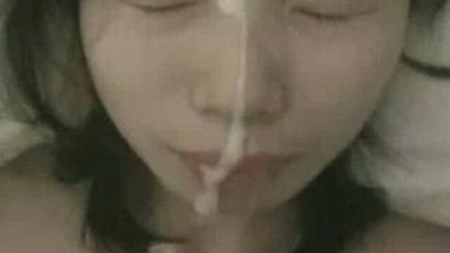 Chinese girl sucks a deep blowjob and cum on her face