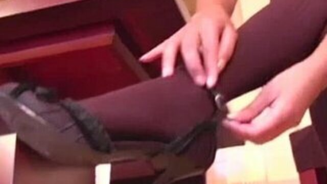 Asian beauty in nylon panties slowly dances a striptease from the first person