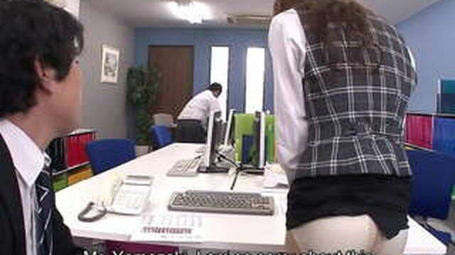 Asian secretary sucking cock gets a full mouthful from her boss